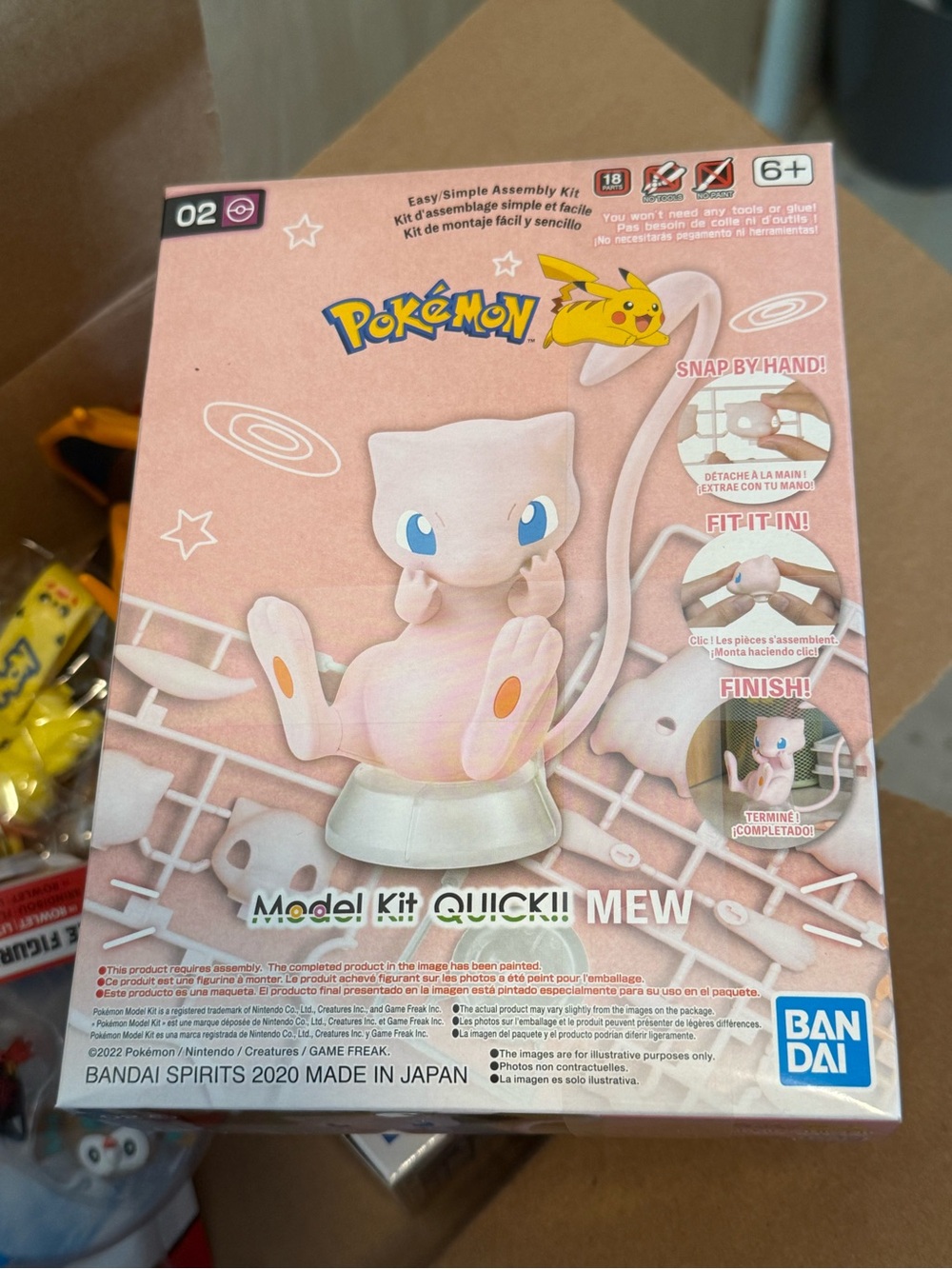 Pokemon Mew Model Kit - Pink and White Snap-Together Figure